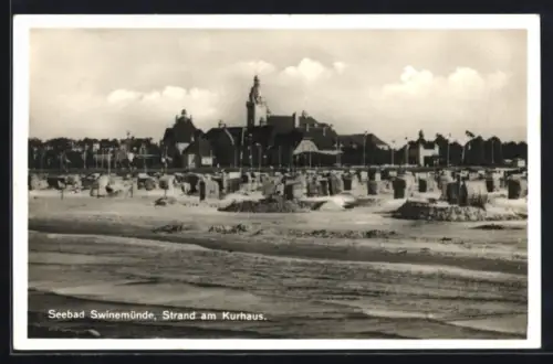 AK Swinemünde, Strand am Kurhaus