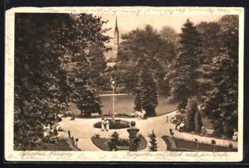 AK Misdroy, Kurgarten mit Blick nach der Kirche