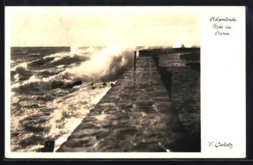 AK Stolpmünde, Mole im Sturm