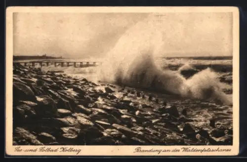 AK Bad Kolberg, Brandung an der Waldenfelsschanze