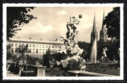 AK Salzburg, Mirabellgarten u. Schloss