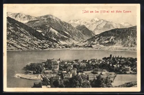 AK Zell am See, Totalansicht mit Hohe Tauern