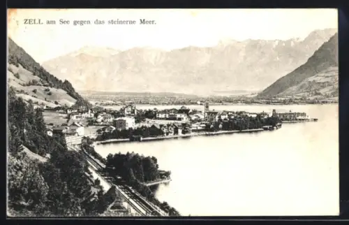 AK Zell am See, Totalansicht gegen das steinerne Meer