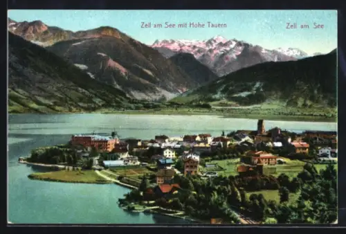 AK Zell am See, Panorama mit Hohe Tauern