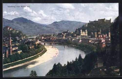 AK Salzburg, Ortspanorama von Mülln aus