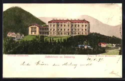 AK Semmering, Südbahnhotel mit Bergen