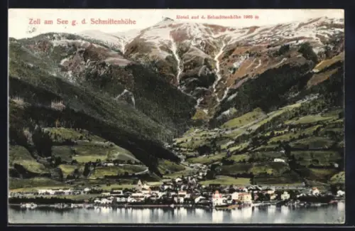 AK Zell am See, Gesamtansicht gegen d. Schmittenhöhe mit Hotel auf der Schittenhöhe