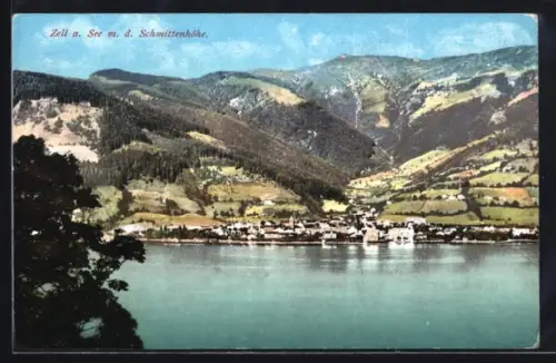 AK Zell a. See, Panorama mit See und Schmittenhöhe
