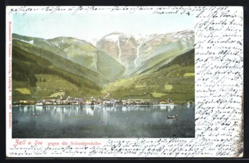 AK Zell am See, Ortspanorama gegen Schmittenhöhe