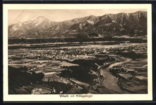 AK Villach, Gesamtansicht mit Mittagskogel