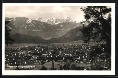AK Villach, Totalansicht mit Mangart