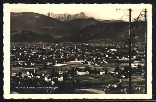 AK Villach /Kärnten, Totalansicht mit Mangart