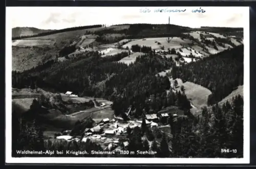 AK Krieglach, Waldheimat-Alpl, Gesamtansicht mit Umgebung aus der Vogelschau