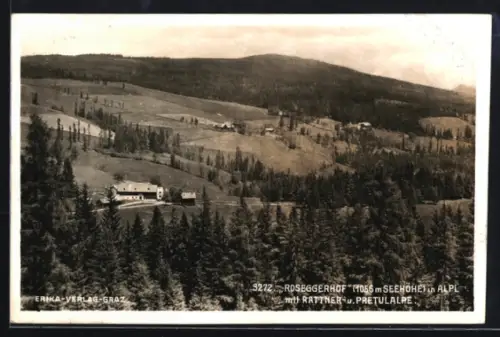 AK Alpl, Roseggerhof mit Rattner u. Pretulalpe
