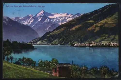 AK Zell am See, Teilansicht mit See und Kitzsteinhorn