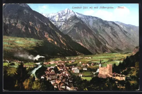 AK Landeck /Tirol, Totalansicht mit Silberspitze