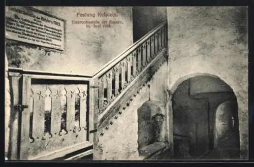 AK Kufstein, Festung Kufstein, Einbruchstelle der Bayern 1703