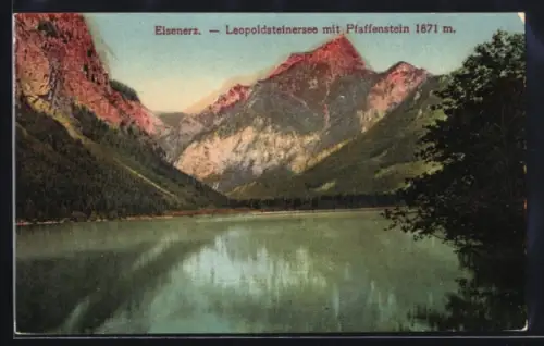 AK Eisenerz, Leopoldsteinersee mit Pfaffenstein
