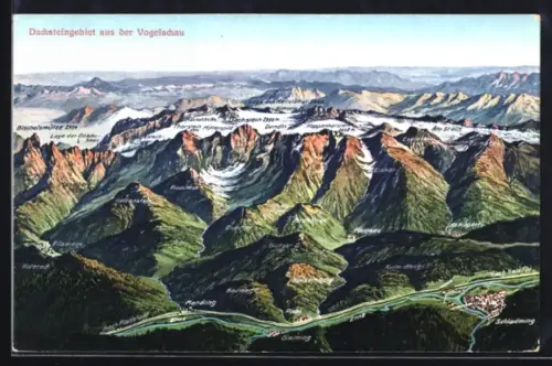 AK Schladming, Dachsteingebiet aus der Vogelschau