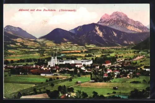 AK Admont, Ortsansicht aus der Vogelschau