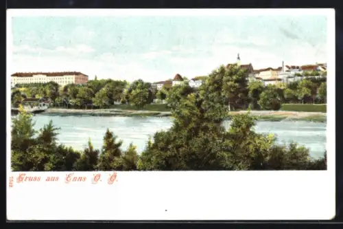 AK Enns /O. Ö., Uferpartie