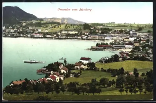 AK Gmunden, Salzkammergut, Teilansicht vom Moosberg