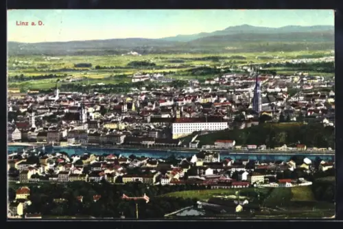 AK Linz a. D., Teilansicht mit Kirche