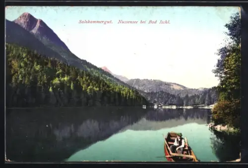 AK Bad Ischl, Ruderboot auf dem Nussensee