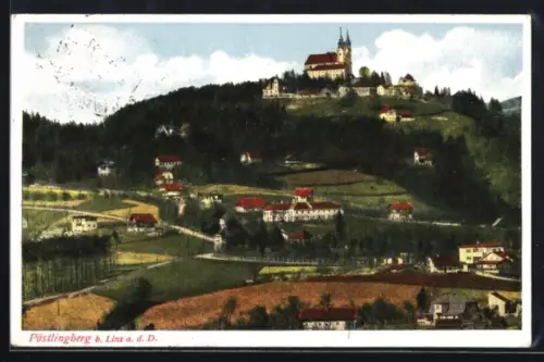 AK Pöstlingberg, Panorama mit Kirche
