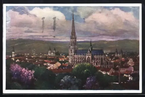 Künstler-AK Linz a. d. Donau, Blick auf den Maria-Empfängnisdom