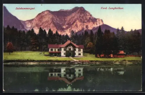 AK Ebensee, Vorderer Langbathsee mit Uferpartie