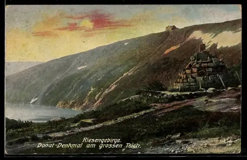 AK Hirschberg, Donat-Denkmal am grossen Teich