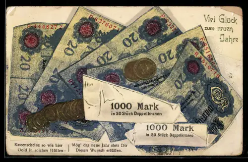 AK Kassenscheine so wie hier, Gold in solchen Hüllen..., Geld