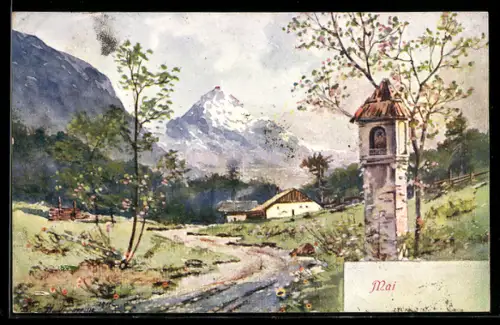 AK Allegorie zum Mai mit einer schönen sommerlichen Landschaft