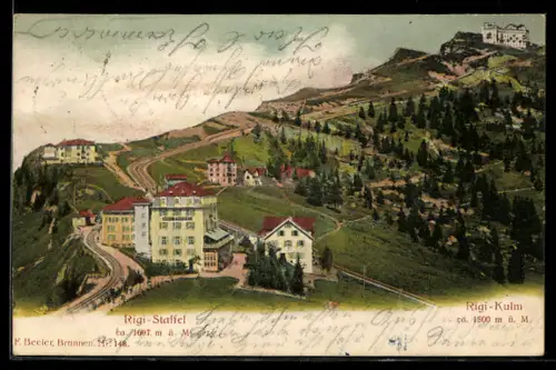 AK Rigi-Kulm, Hotel Rigi-Staffel an der Bergbahn