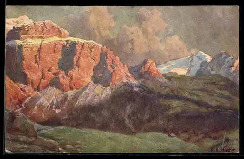 Künstler-AK Rudolf Alfred Höger: Passo di Pordoi