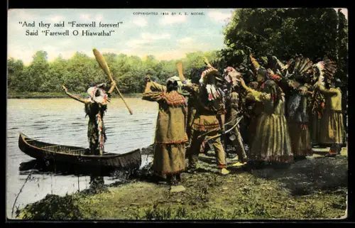 AK And they said Farewell forever, Said Farewell O Hiawatha!, Indianer in einem Boot
