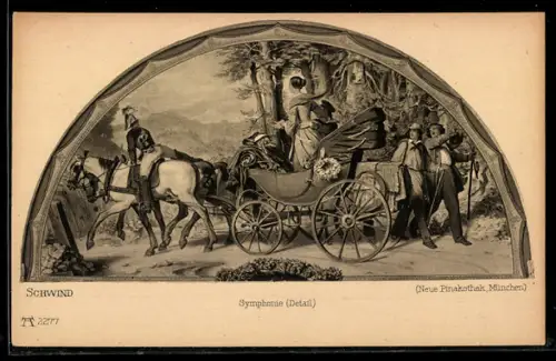 Künstler-AK Moritz von Schwind: Symphonie, Dame in einer Kutsche