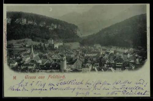 Mondschein-AK Feldkirch, Teilansicht