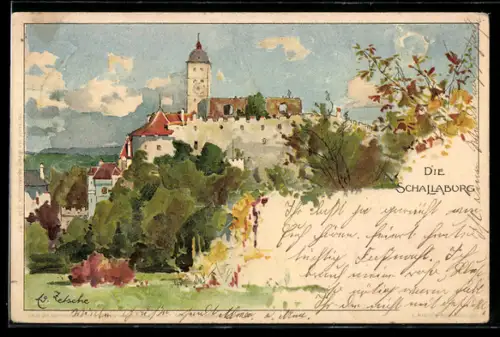 Künstler-AK Schallaburg, Blick zur Burg