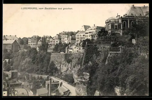 AK Luxemburg, Blick vom Bockfelsen über die Stadt