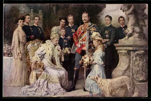 AK Kaiser Wilhelm II. König von Preussen im Kreise seiner Familie