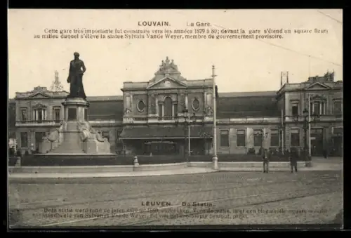 AK Louvain, La Gare, Platz vor dem Bahnhof