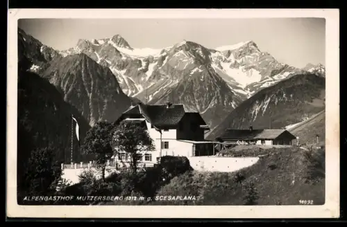 AK Nüziders, Alpengasthof Muttersberg mit Scesaplana
