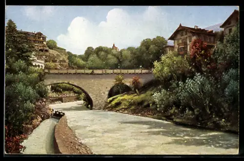 AK Meran, Gilfanlage mit steinerner Brücke