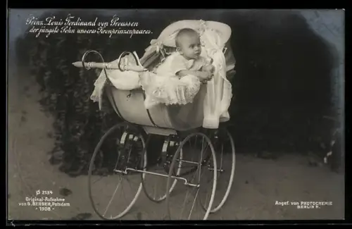 AK Der jüngste Sohn des Kronprinzenpaares Prinz Louis Ferdinand von Preussen im Kinderwagen