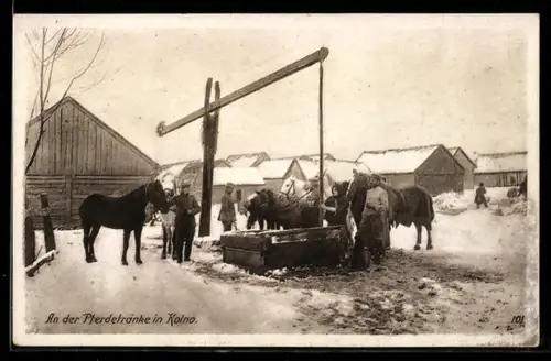 AK Kolno, Pferdetränke im Winter