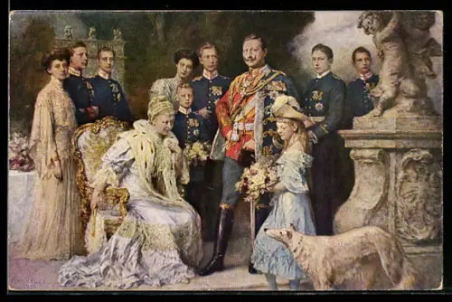 AK Kaiser Wilhelm II. König von Preussen im Kreise seiner Familie