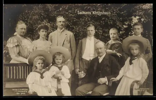 AK Familienportrait Sachsens Königshaus