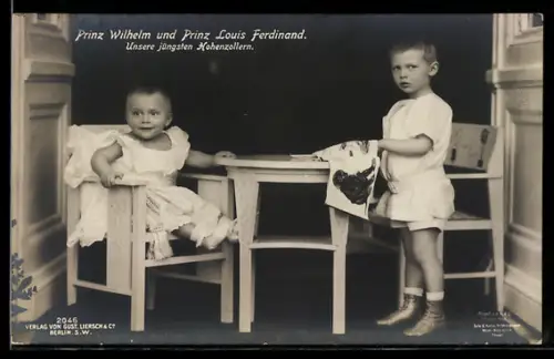 AK Kronprinz Wilhelm von Preussen u. Prinz Louis Ferdinand als Kleinkinder